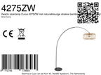 Lampadaire arqué en métal noir abat-jour rotin naturel – H193 cm