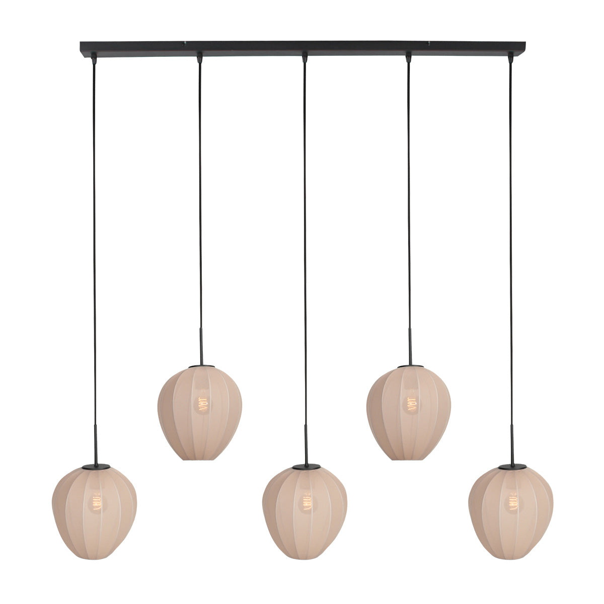 Suspension noire avec 5 abat-jours crème en ligne – 110x25 cm