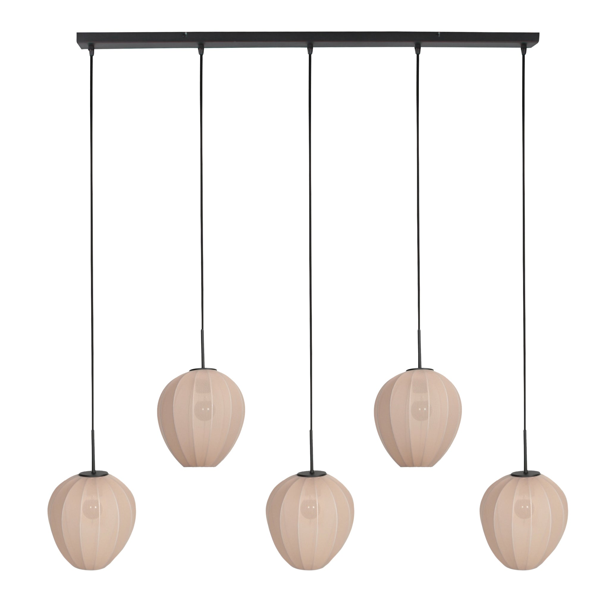 Suspension noire avec 5 abat-jours crème en ligne – 110x25 cm