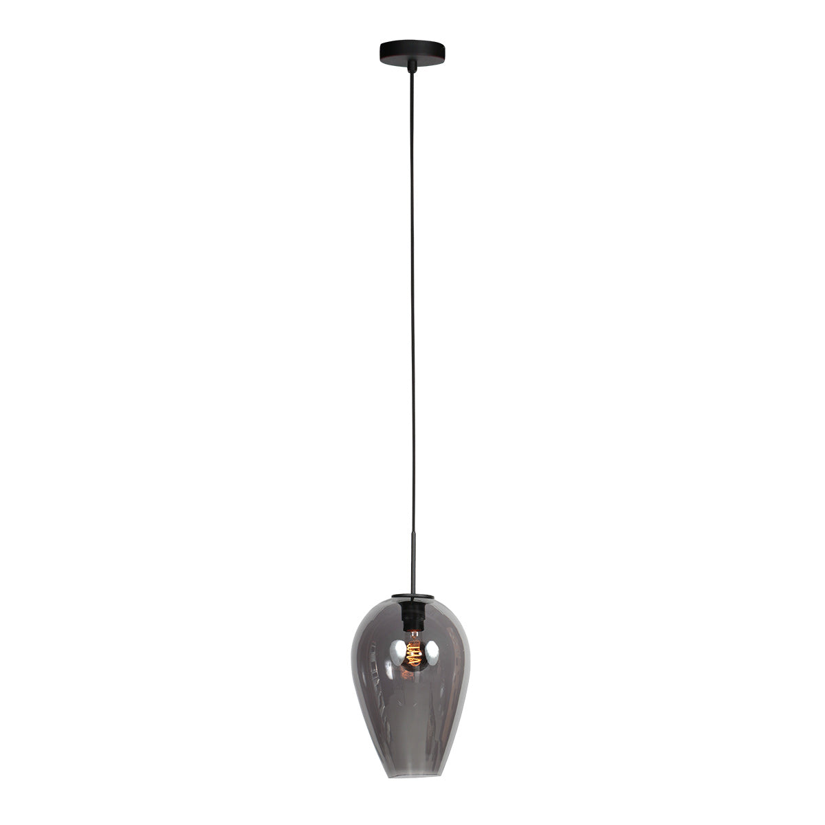 Suspension en verre fumé noir forme goutte pour cuisine ou salle à manger – Ø22,5 cm