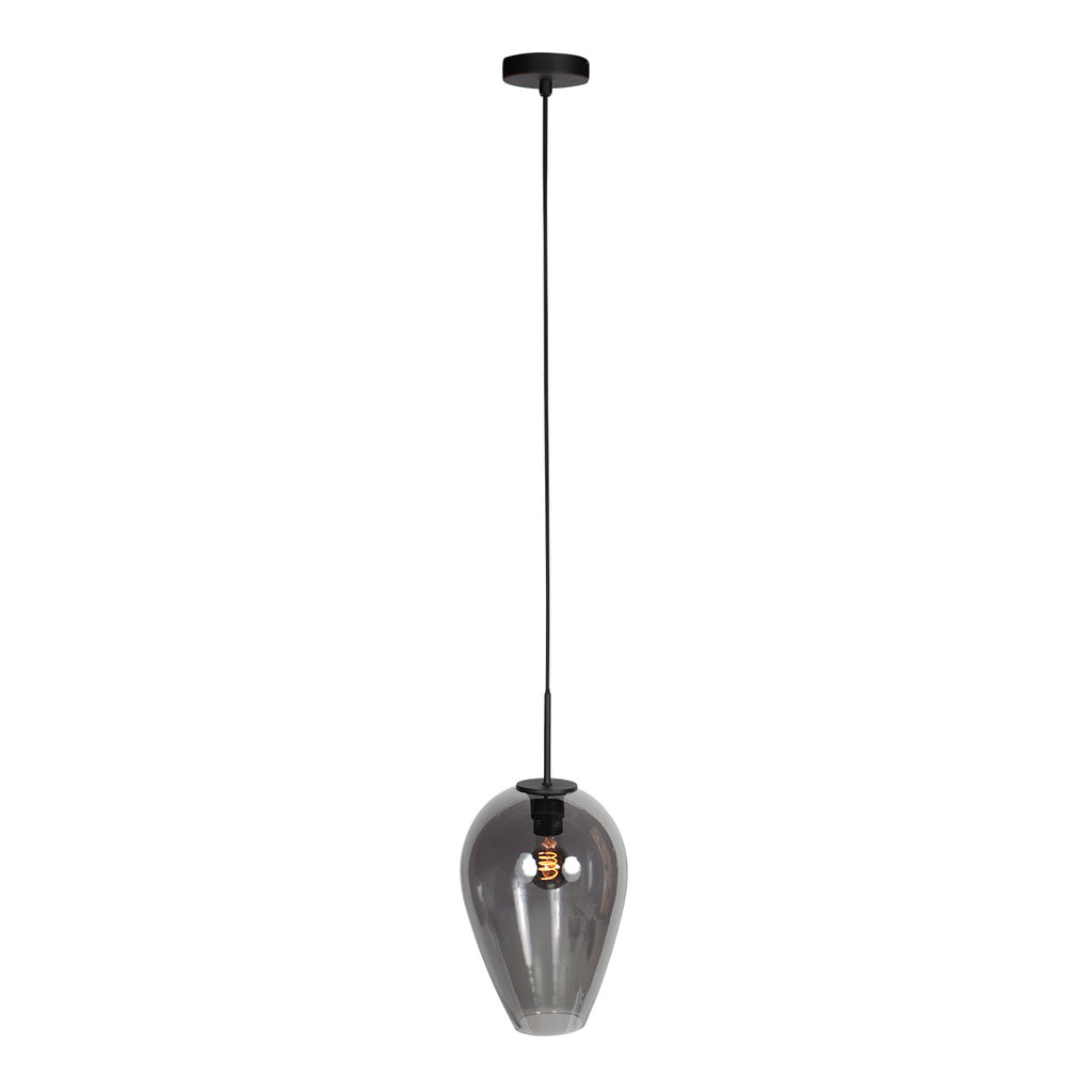 Suspension en verre fumé noir forme goutte pour cuisine ou salle à manger – Ø22,5 cm