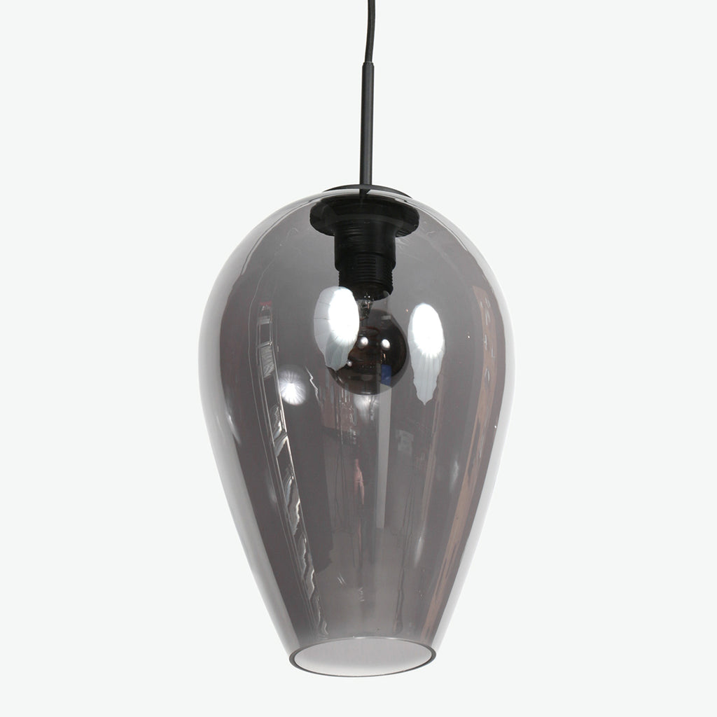 Suspension en verre fumé noir forme goutte pour cuisine ou salle à manger – Ø22,5 cm