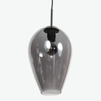 Suspension en verre fumé noir forme goutte pour cuisine ou salle à manger – Ø22,5 cm