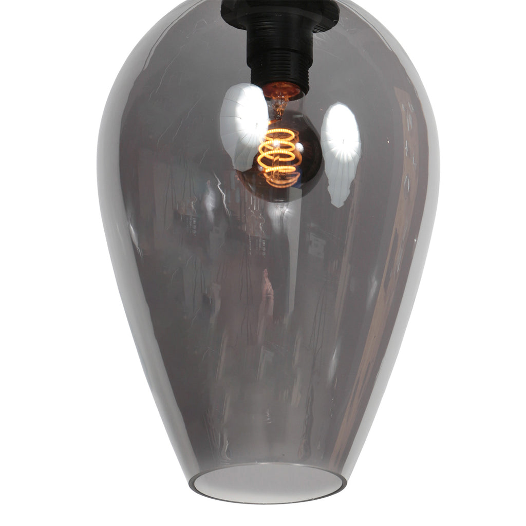 Suspension en verre fumé noir forme goutte pour cuisine ou salle à manger – Ø22,5 cm