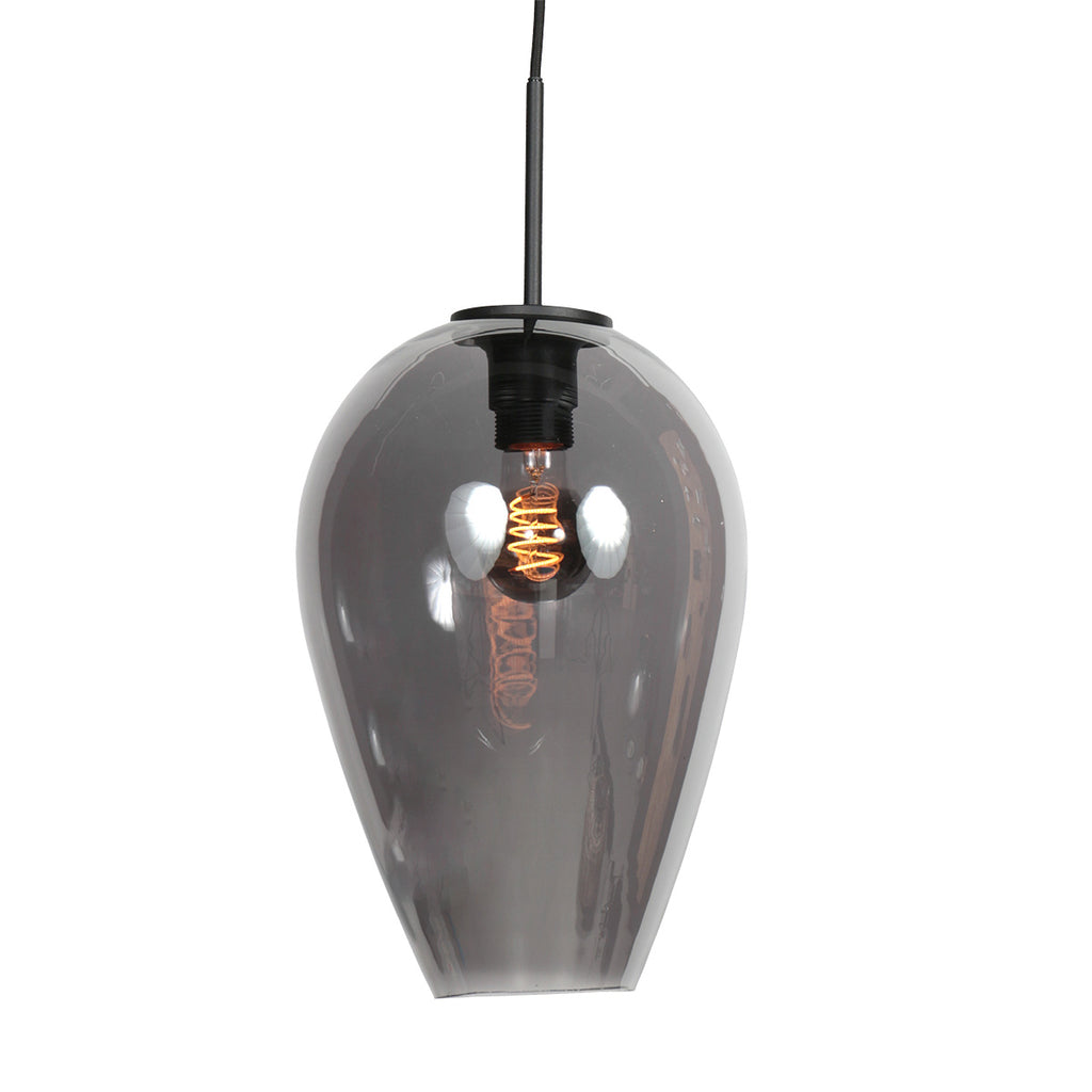 Suspension en verre fumé noir forme goutte pour cuisine ou salle à manger – Ø22,5 cm