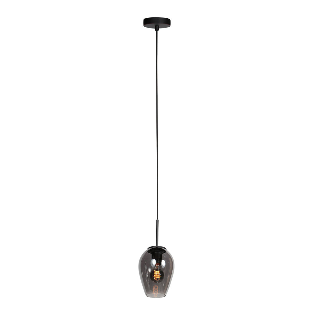 Suspension verre fumé goutte noire pour cuisine ou salle à manger – Ø15 cm