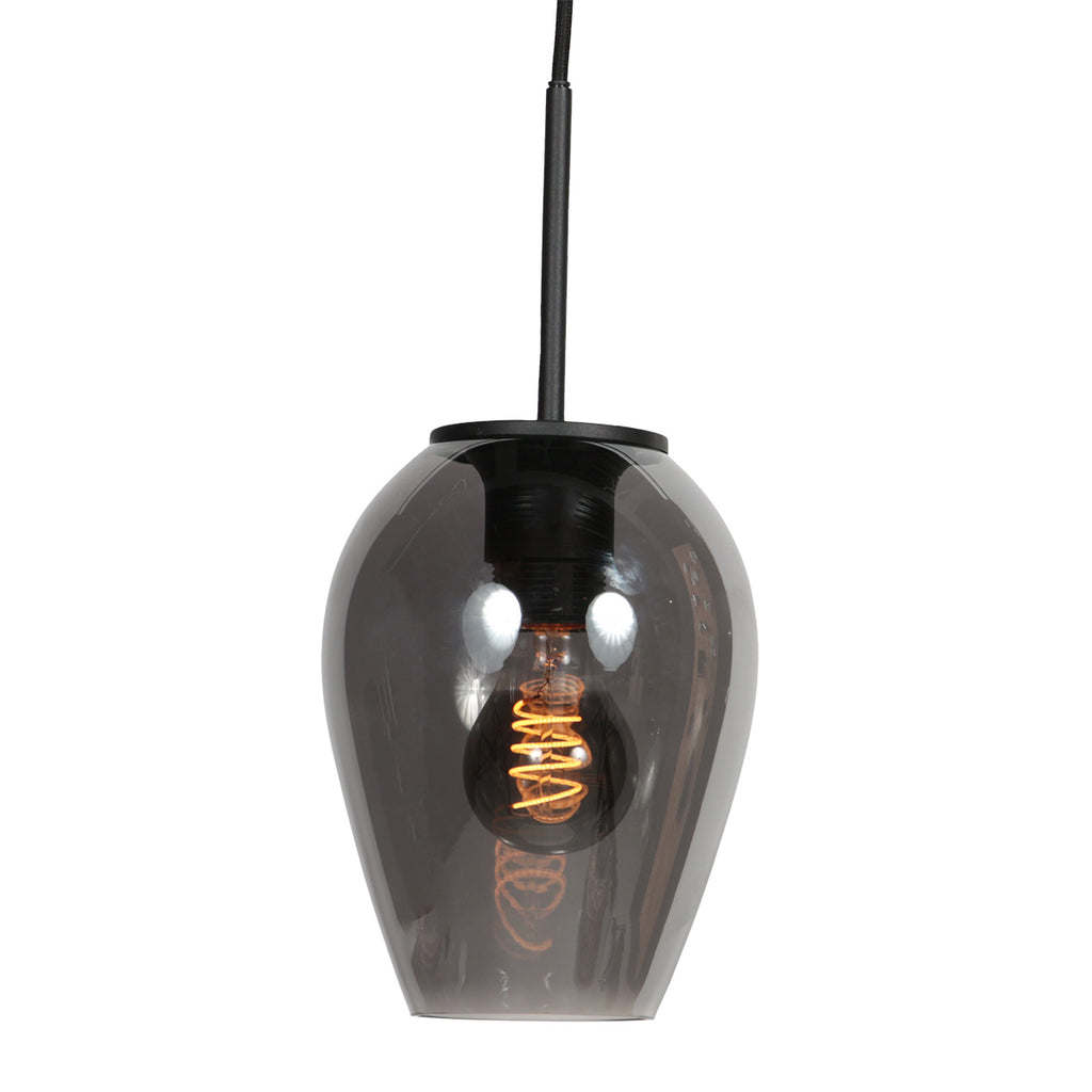 Suspension verre fumé goutte noire pour cuisine ou salle à manger – Ø15 cm