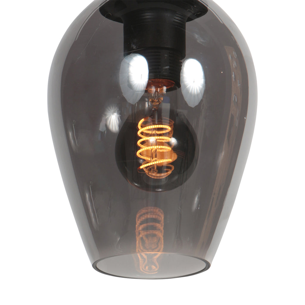 Suspension verre fumé goutte noire pour cuisine ou salle à manger – Ø15 cm