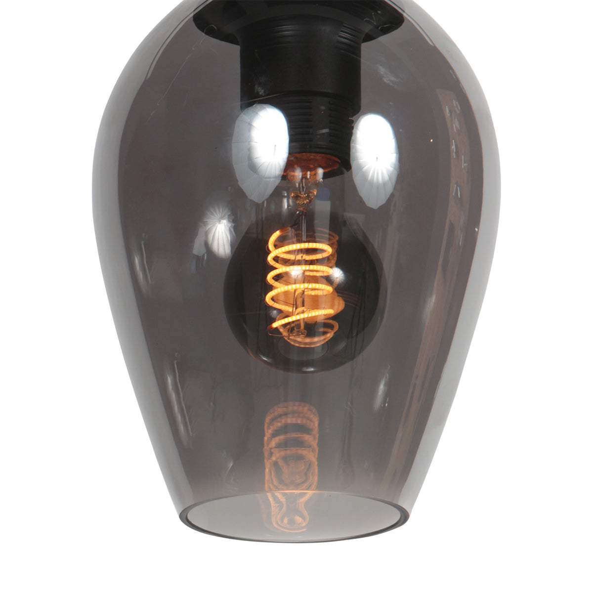 Suspension verre fumé goutte noire pour cuisine ou salle à manger – Ø15 cm