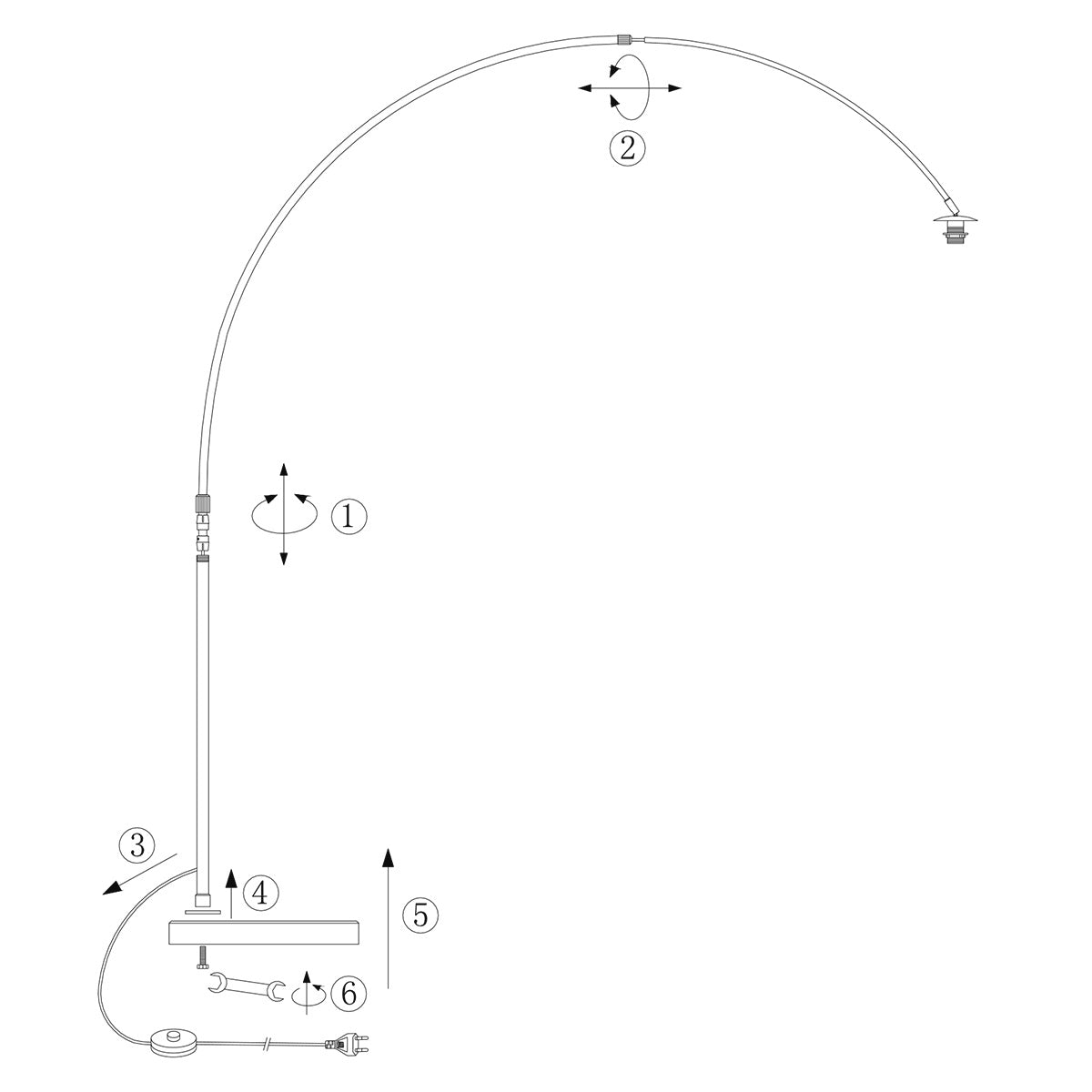 Lampadaire arc en métal doré abat-jour en rotin ajouré – Ø60 cm