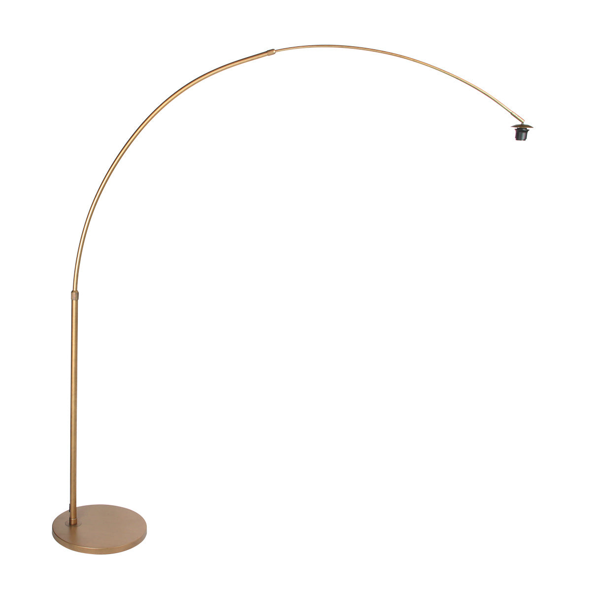 Lampadaire arc en métal doré abat-jour en rotin ajouré – Ø60 cm