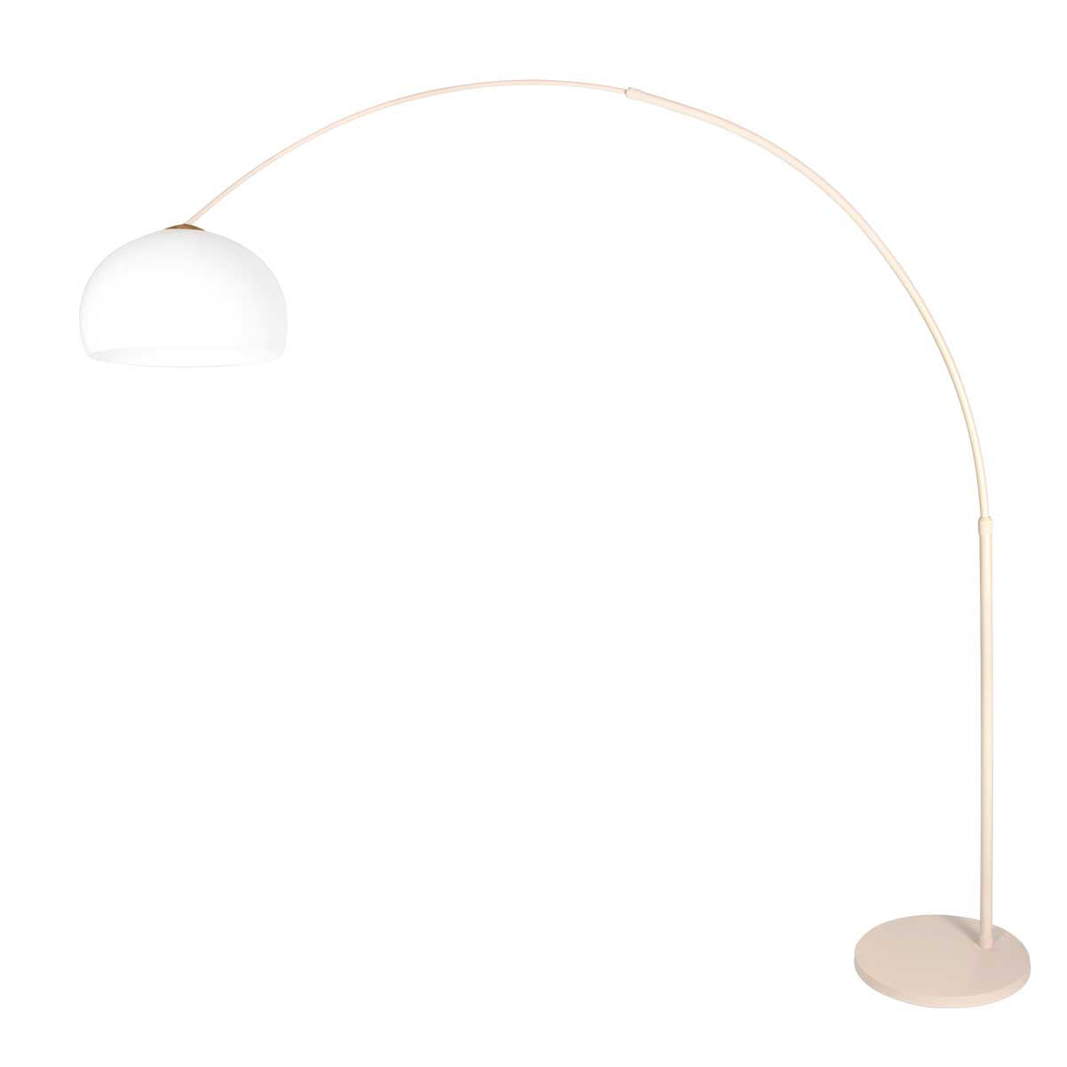 Lampadaire arc métal crème avec abat-jour blanc opalin – H240 cm