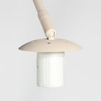 Lampadaire arc en rotin tressé crème avec abat-jour rond – H240 cm