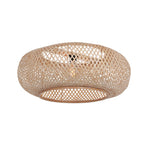 Lampadaire arc en rotin tressé crème avec abat-jour rond – H240 cm