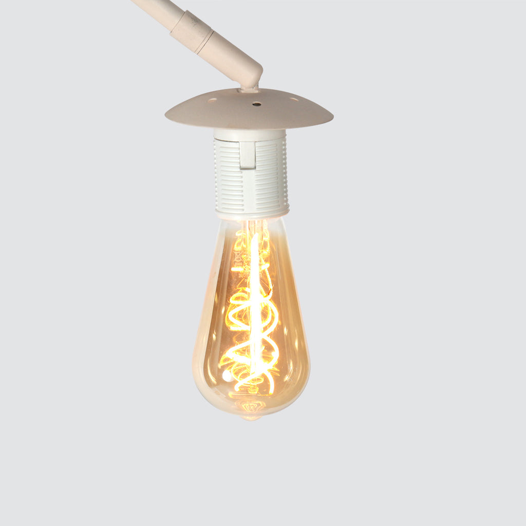 Lampadaire arc en rotin tressé crème avec abat-jour rond – H240 cm