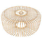 Lampadaire arc en métal crème abat-jour rotin tressé – H240 cm