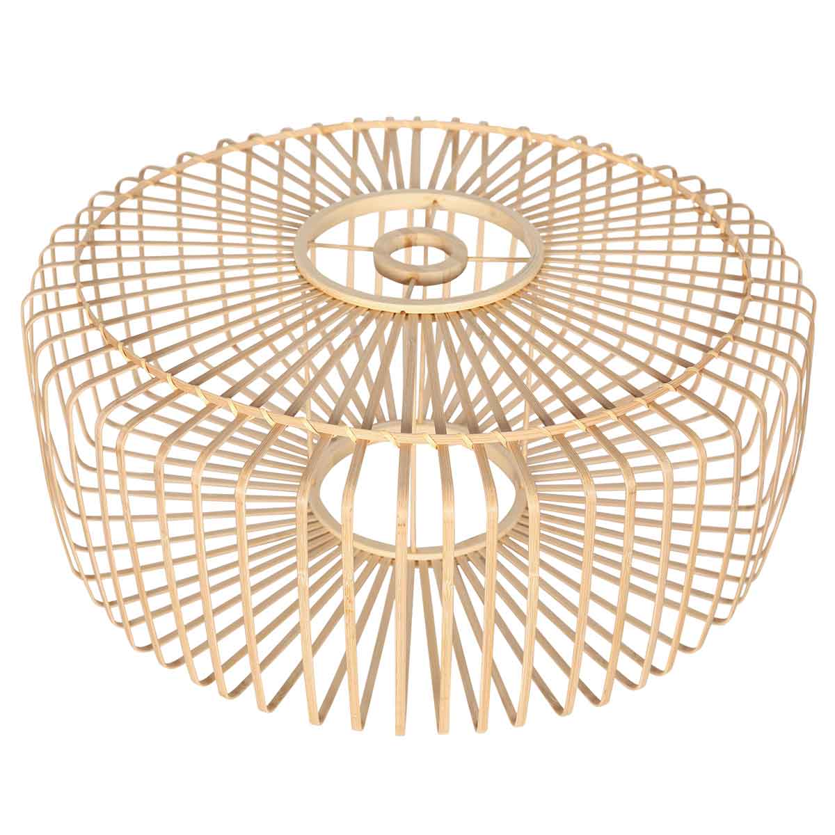 Lampadaire arc en métal crème abat-jour rotin tressé – H240 cm