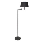 Lampadaire métal noir mat avec abat-jour conique or intérieur – H154 cm