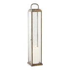 Lanterne en métal aspect laiton et verre strié à poser – H60 cm