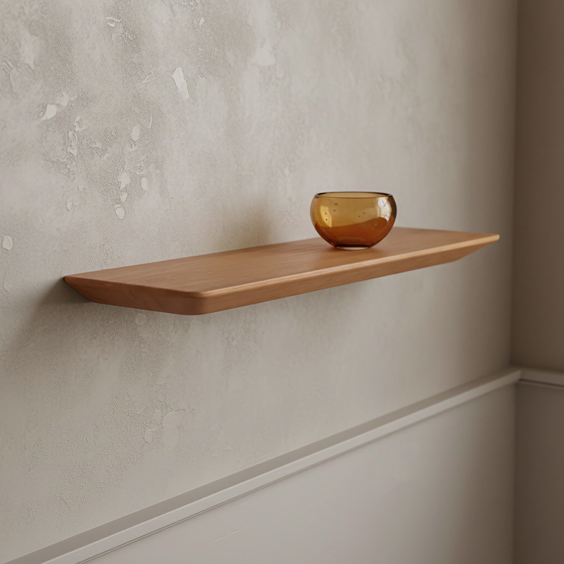 Étagère murale en teck massif naturel flottante – 60x16 cm