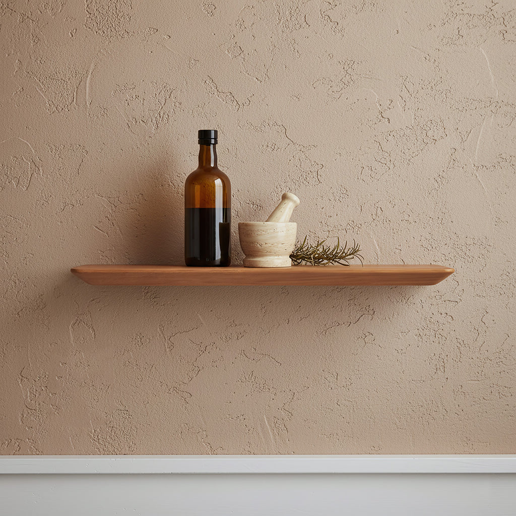 Étagère murale en teck massif naturel flottante – 60x16 cm
