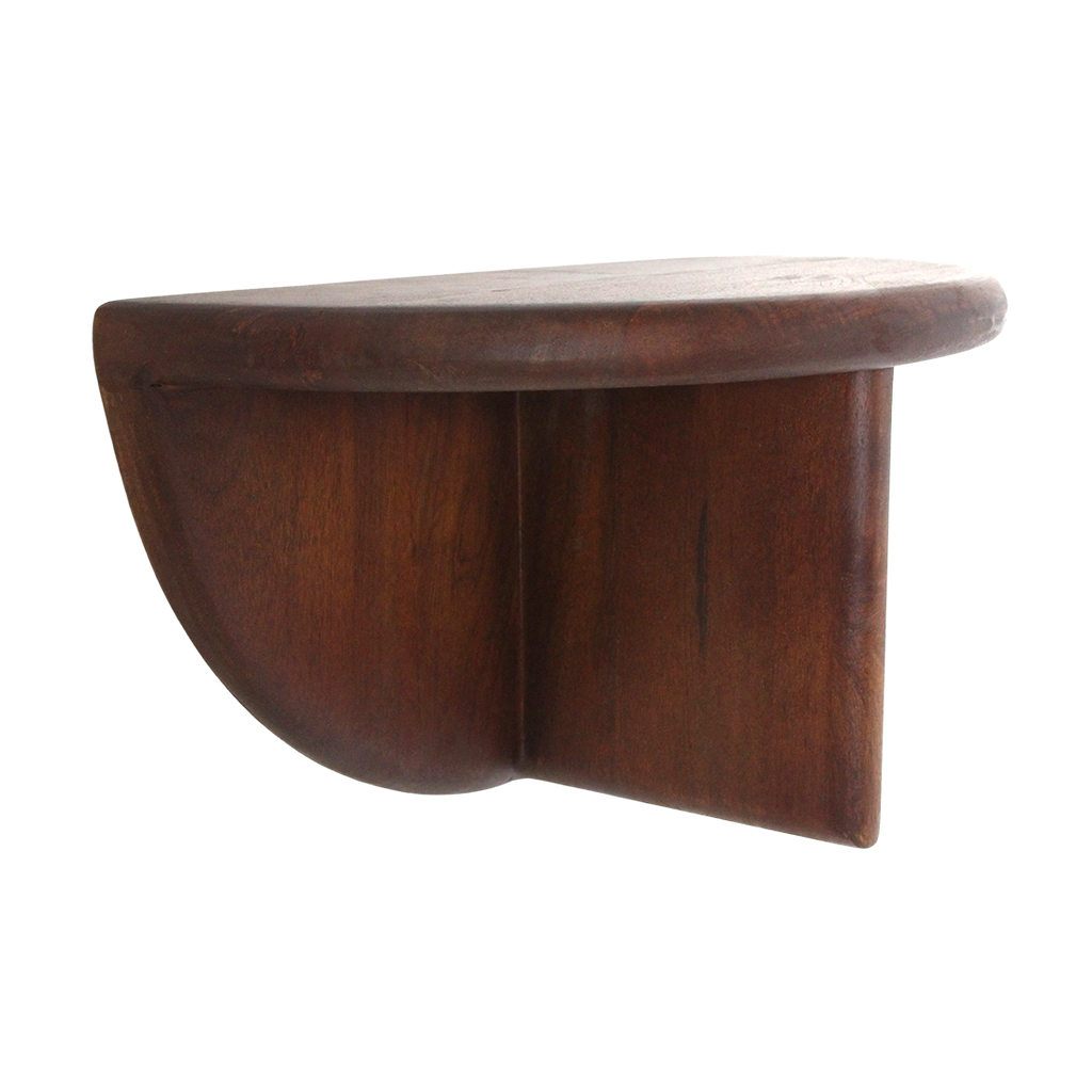 Étagère murale demi-lune bois manguier brun - 38x19 cm