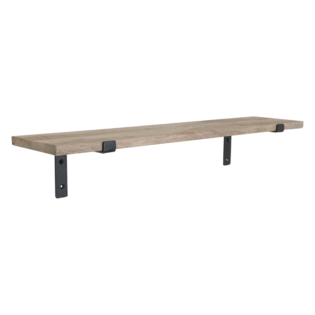 Étagère murale en bois de manguier et métal noir – 80x18 cm