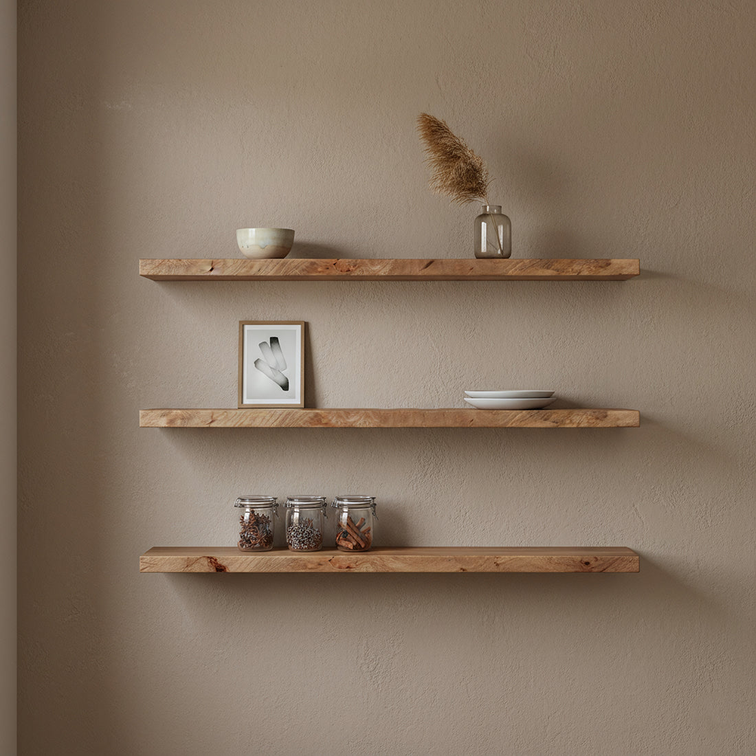 Étagère murale flottante bois manguier naturelle – 80x18 cm
