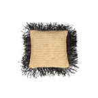 Housse de coussin en raphia  noir et naturel - 40x40 cm