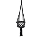 Suspension plante en macramé coton noir avec franges – H110 cm