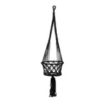 Suspension plante en macramé coton noir avec franges – H110 cm