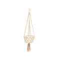 Suspension plante macramé coton blanc avec pompon décoratif – H100 cm