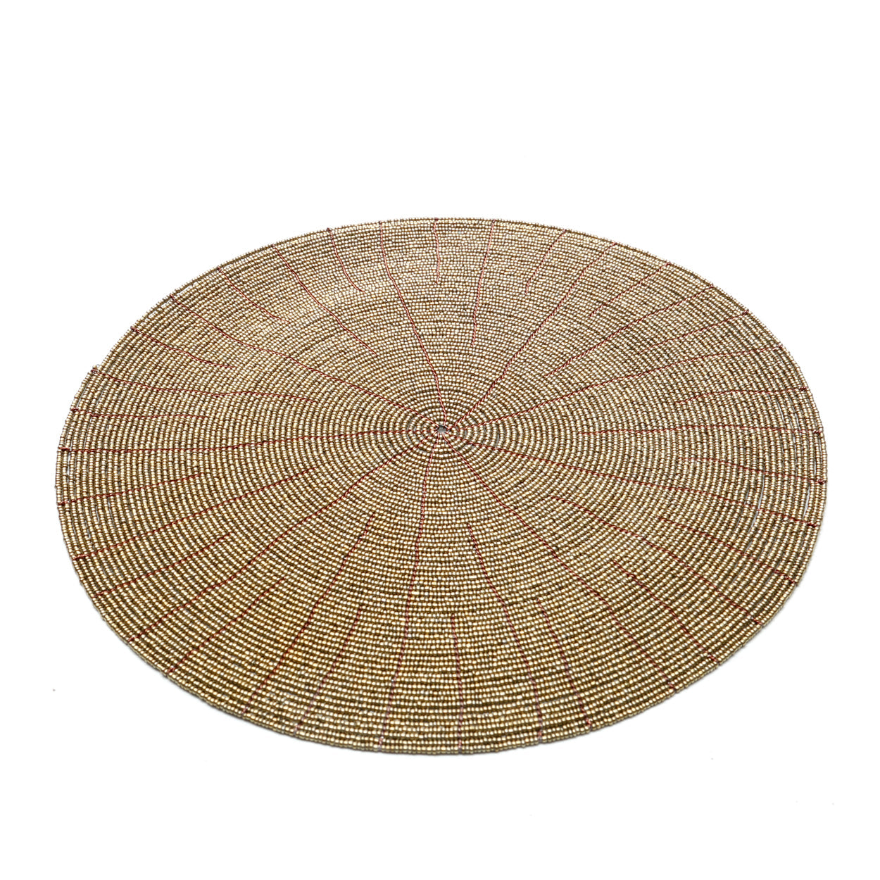 Set de table rond perlé doré en fer et perles glaçantes – Ø30 cm