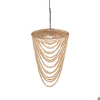 Suspension en perles de bois naturel silhouette goutte – H80 cm
