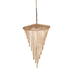 Suspension en perles de bois naturel silhouette goutte – H80 cm