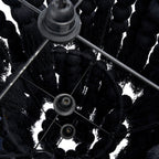 Suspension en coton noir à perles et pompons effet cascade – H160 cm