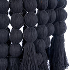 Suspension en coton noir à perles et pompons effet cascade – H160 cm