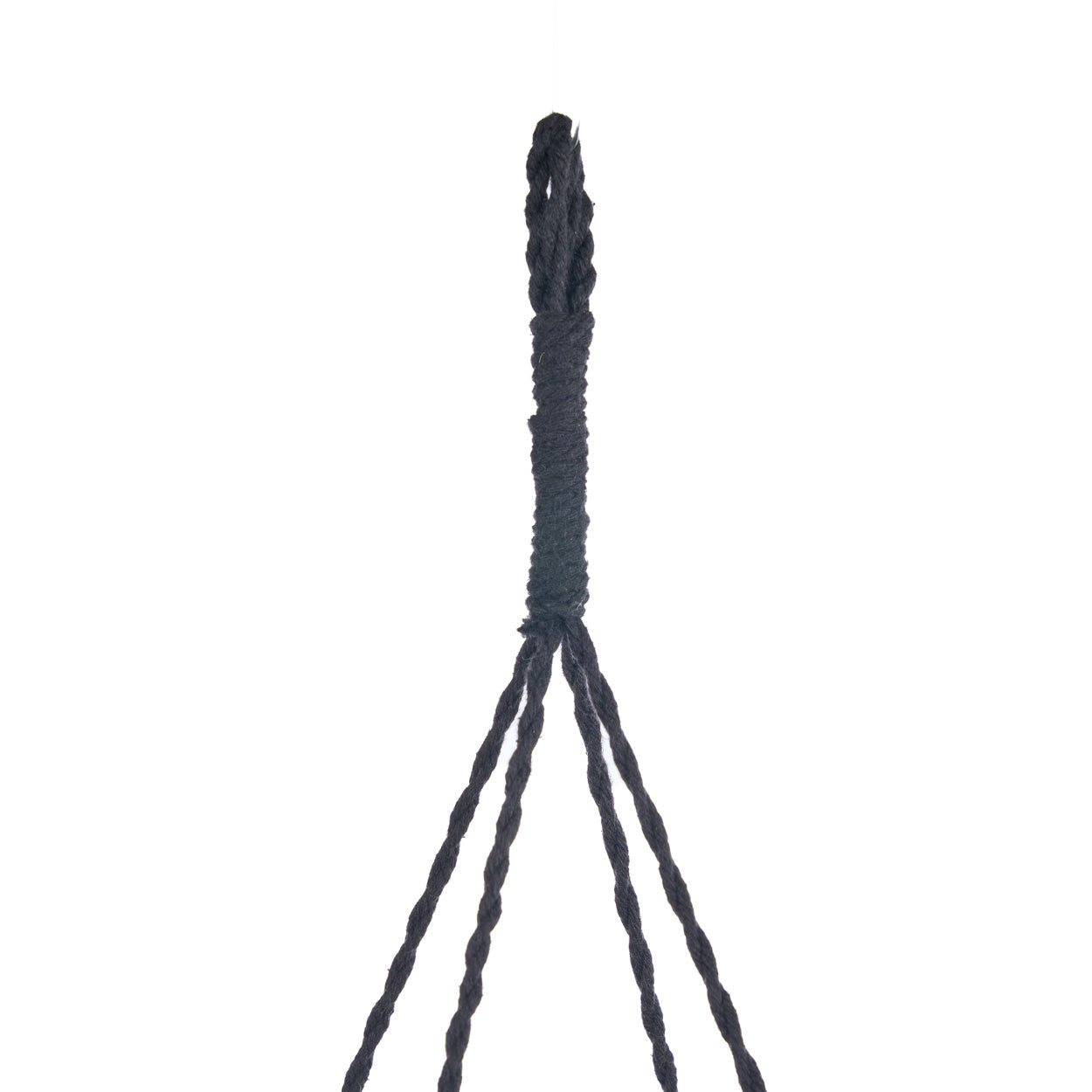 Suspension en coton noir à perles et pompons effet cascade – H160 cm