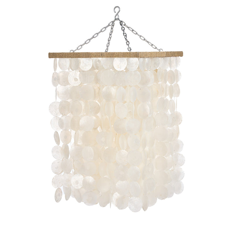 Suspension en perles de bois naturelles forme goutte – H85 cm