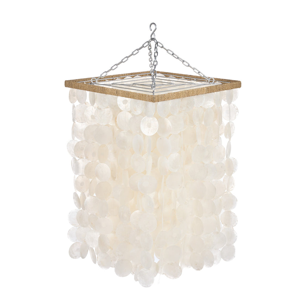 Suspension en perles de bois naturelles forme goutte – H85 cm