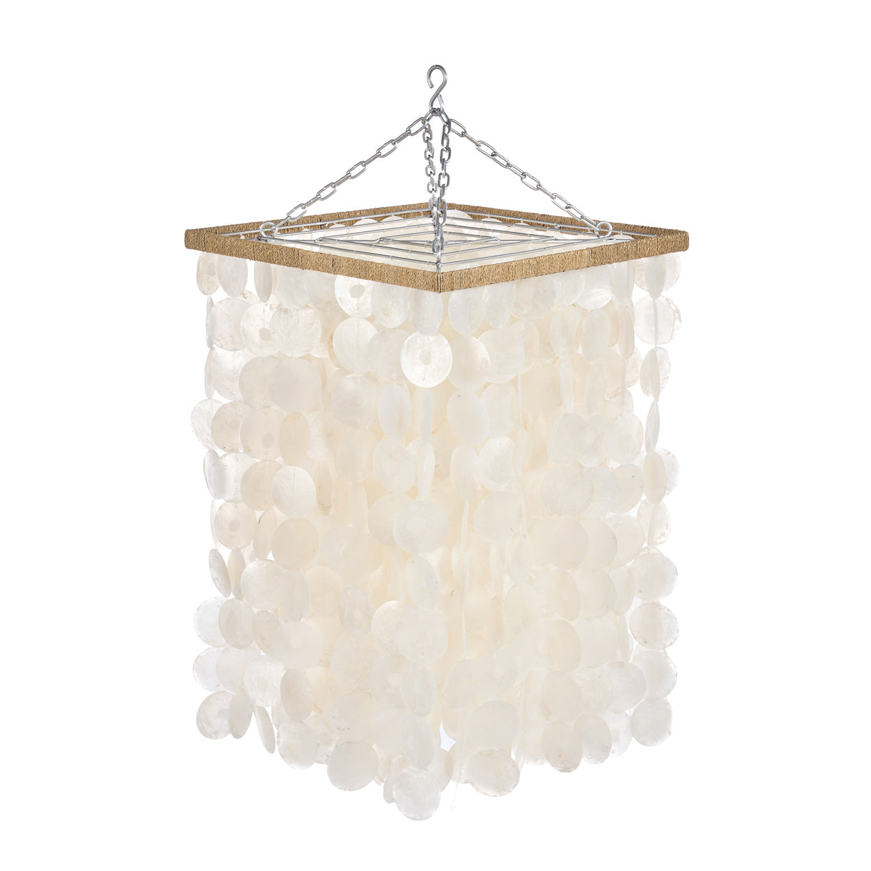 Suspension en perles de bois naturelles forme goutte – H85 cm