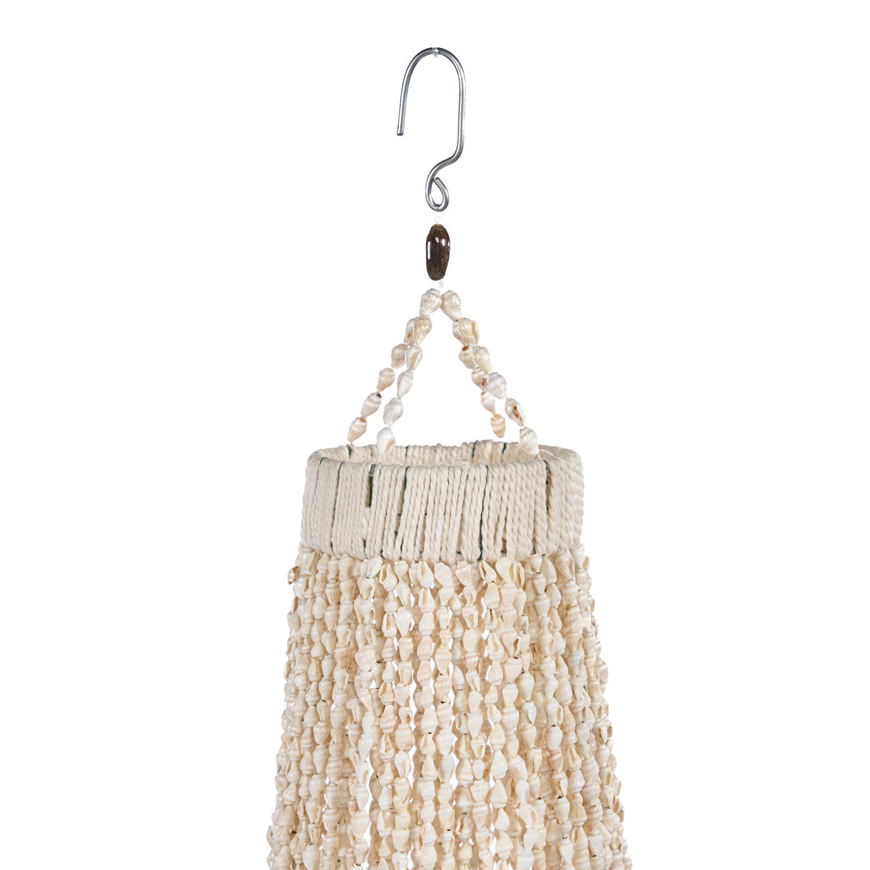 Suspension en coquillages beige en cascade pour salon – H85 cm