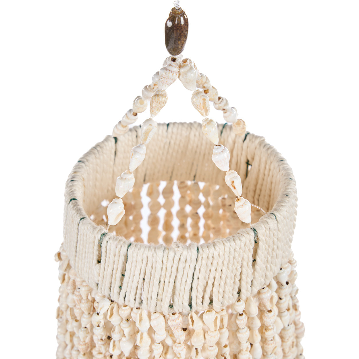 Suspension en coquillages beige en cascade pour salon – H85 cm