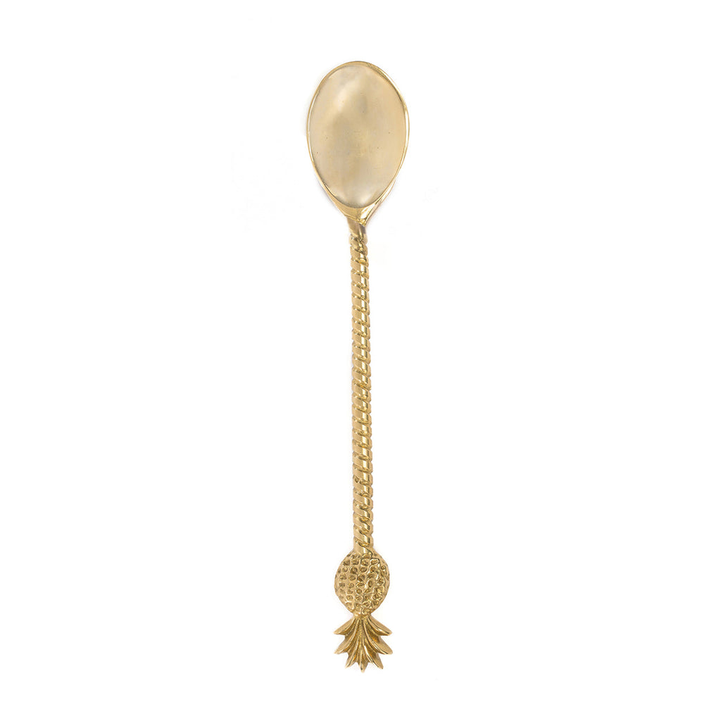 Cuillère décorative en laiton doré avec manche sculpté ananas