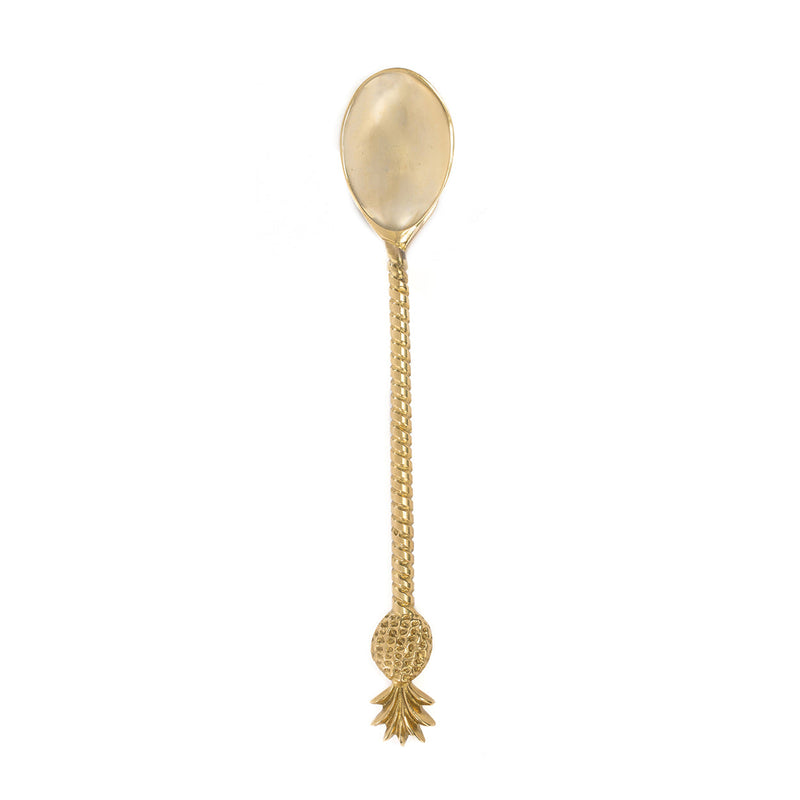 Cuillère décorative en laiton doré avec manche sculpté ananas