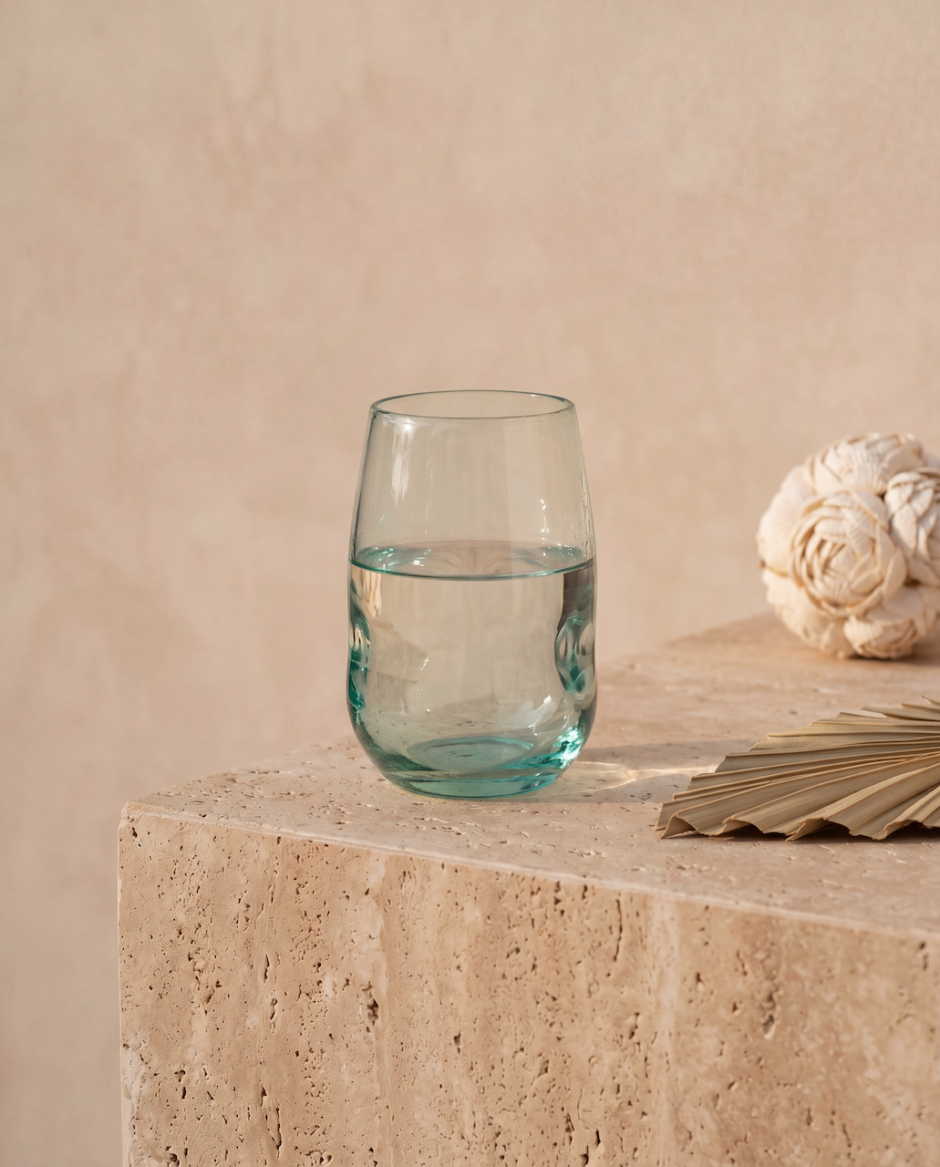 Verre en verre recyclé transparent – Finition bleu clair – H11 cm