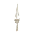 Suspension pour plante en macramé torsadé coton blanc naturel – H135 cm