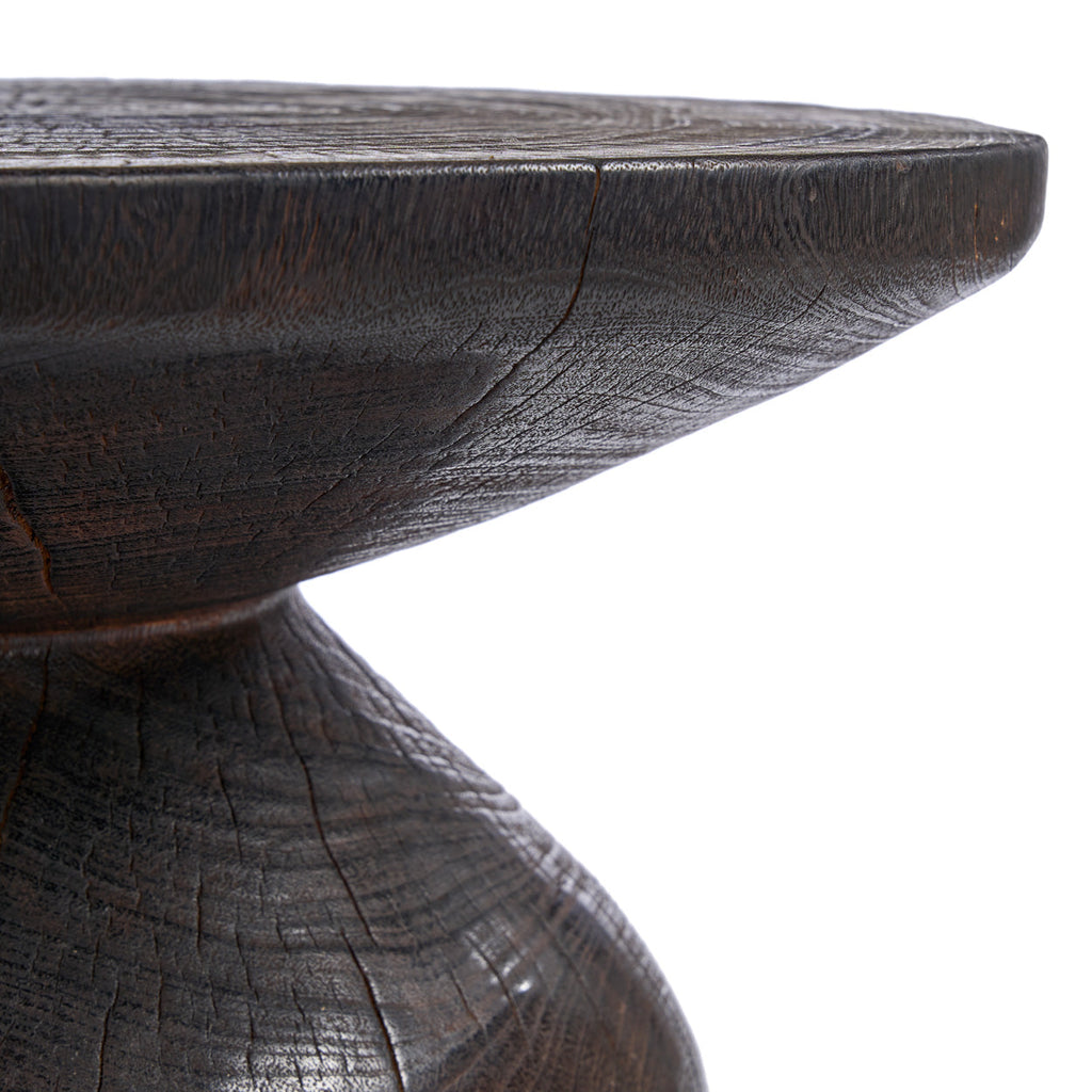 Table d'appoint en bois massif couleur ébène pour salon – Ø50 cm