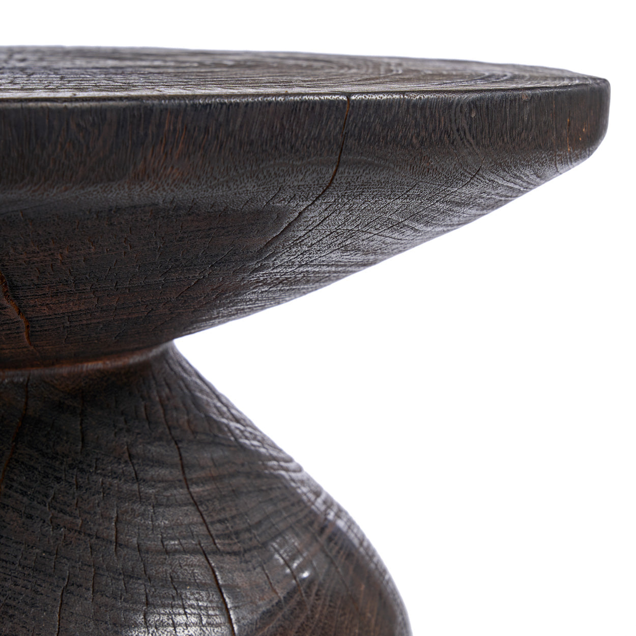 Table d'appoint en bois massif couleur ébène pour salon – Ø50 cm