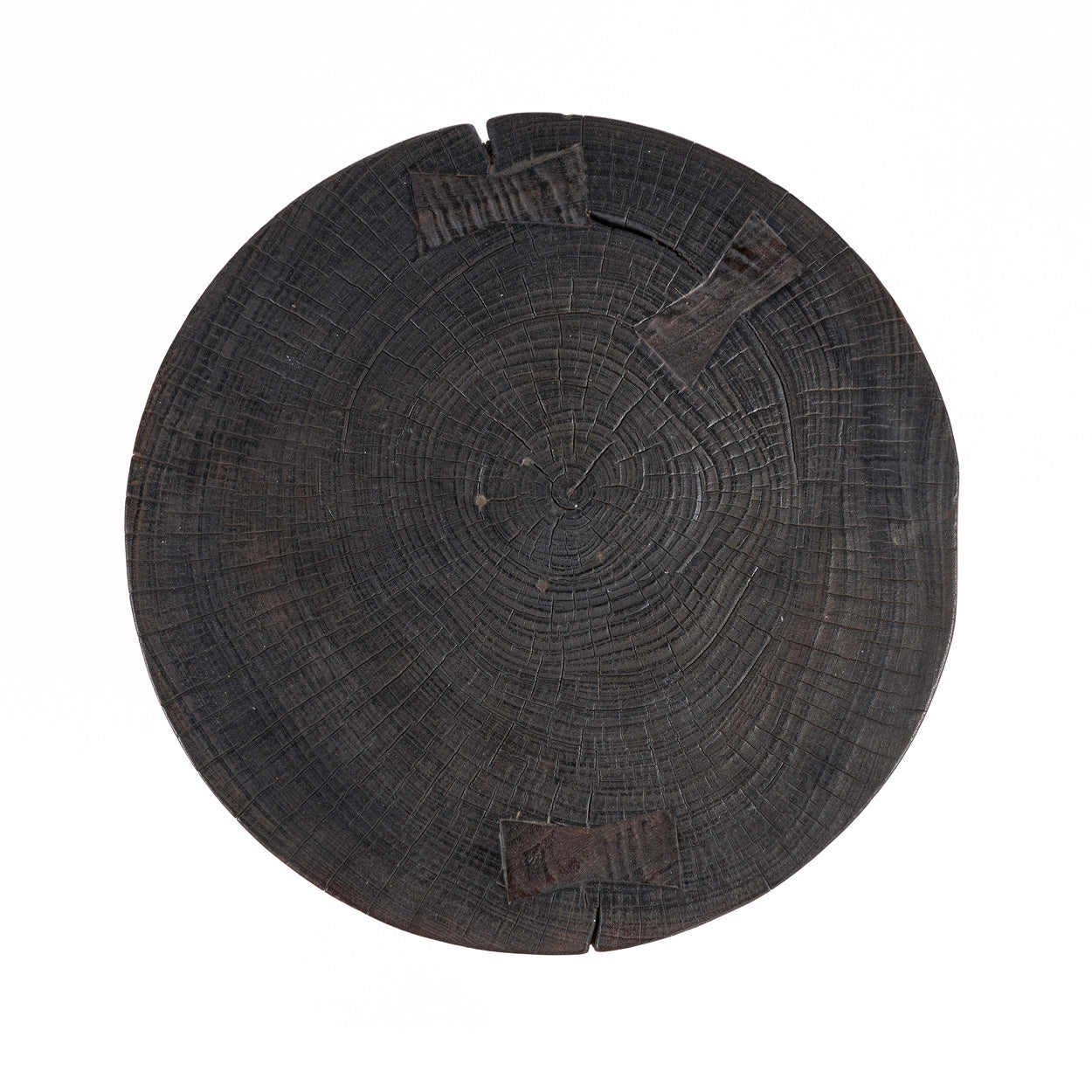 Table d'appoint en bois massif couleur ébène pour salon – Ø50 cm